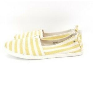 Yellow/White Stripe Slip-On Canvass Sneakers, NWT